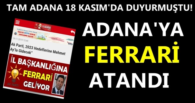 Ak Parti İl Başkanlığı’na Mehmet Ay atandı