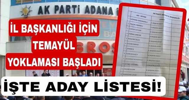 AK Parti İl Başkanlığı İçin Temayül Yoklaması Başladı