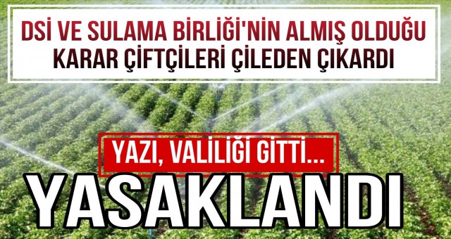 Çiftçilere bir darbede DSİ ve Sulama Birliği'nden!